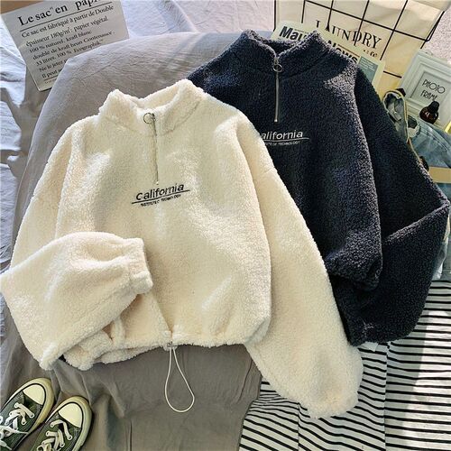 Women's Fashion Thick Fleece Hooded Sweatshirt, Winter New Arrival Cashmere Sweatshirt, Loose Korean Style Long Sleeve Hooded Top