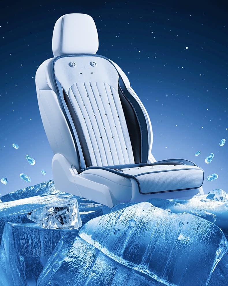 Car Seat Cushion and Cover, Universal for All Seasons, Cooling Seat Cushion, Car Backrest Cooling Pad, Air-Absorbing and Breathable with Fan
