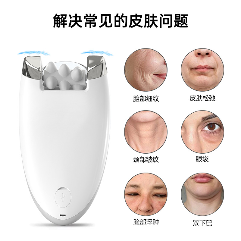 Ems Microcurrent Facial Massager Home Skin Beauty Instrument Roller V-Face Beauty Massager to Lift, Slim and Firm the Face