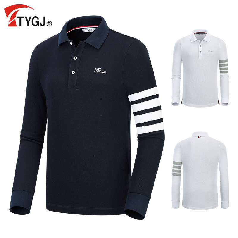 Autumn and Winter new TTYGJ golf clothing men's long sleeve T-shirt Sports Ball clothing men's polo shirt