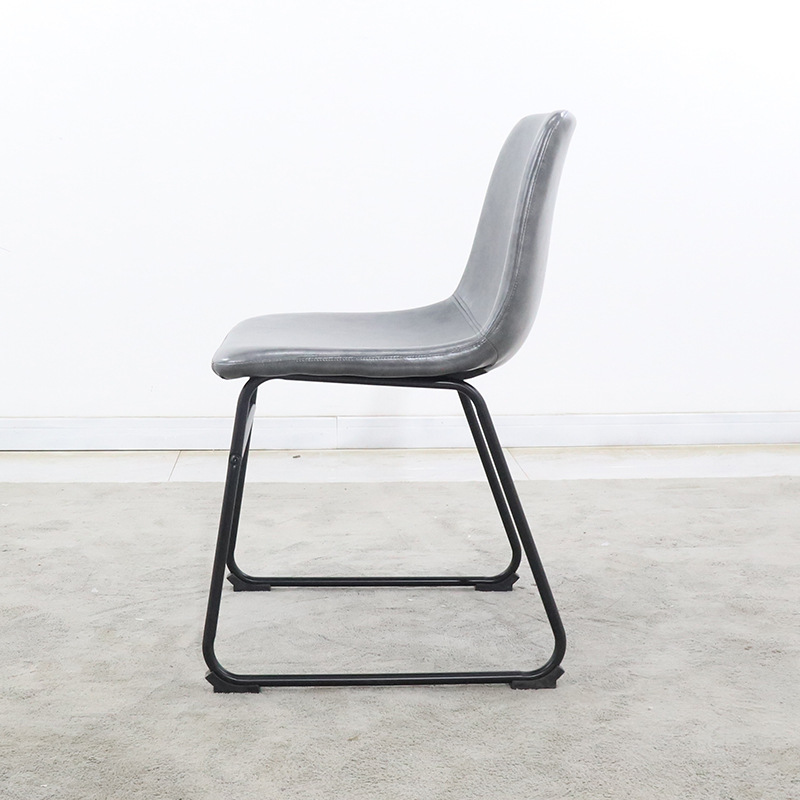 Silla de Comedor para Restaurante con Respaldo de Cuero y Metal