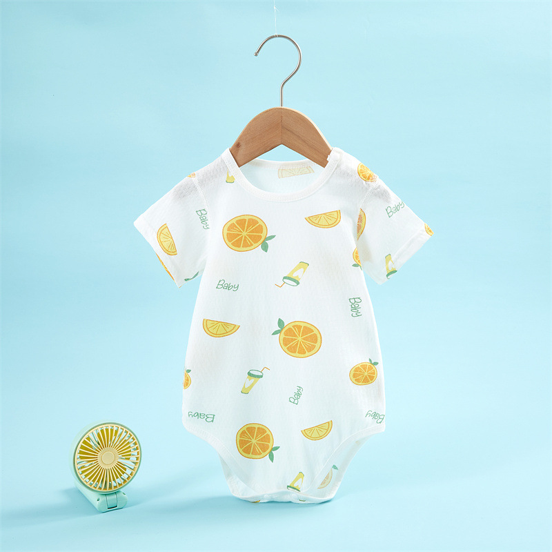 Baby Short-sleeved Bag Fart Clothes Summer Thin Breathable Class A Pure Cotton Climbing Suit for Newborn Boys and Girls
