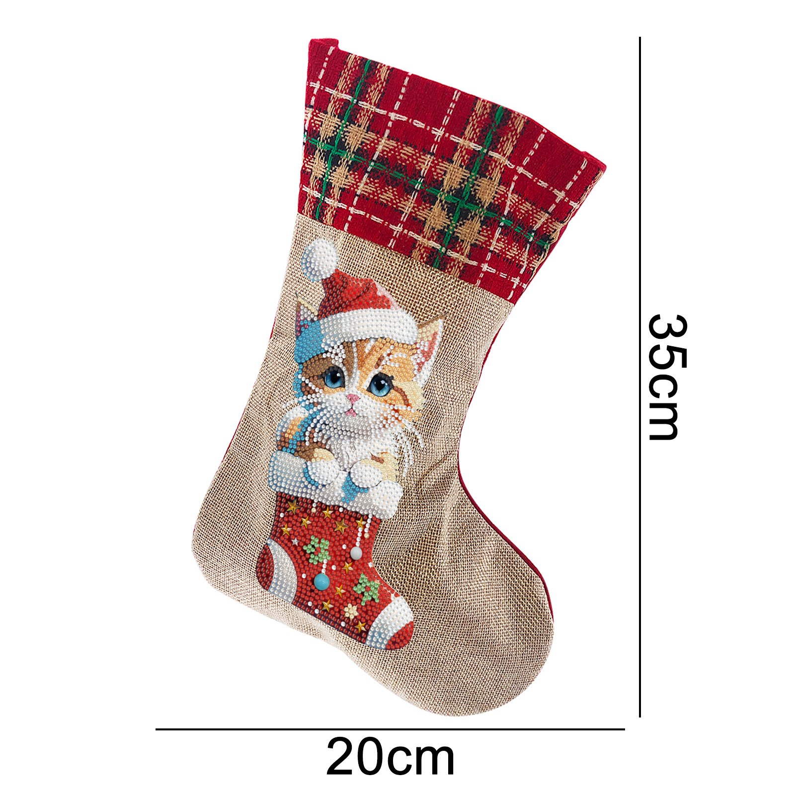 Diamante dibujo perimetral DIY calcetines de Navidad hechos a mano diamante pegado bolsas de dulces bolsas de regalo de Navidad bolsas de lino distribuibles