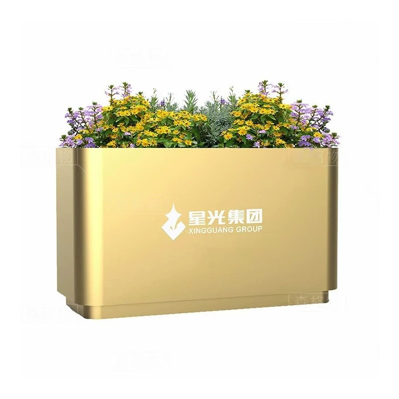 Caja de flores de acero inoxidable al aire libre combinación de cama de flores móvil divisoria de péndulo exterior departamento de ventas valla municipal caja de plantación de tanque de flores