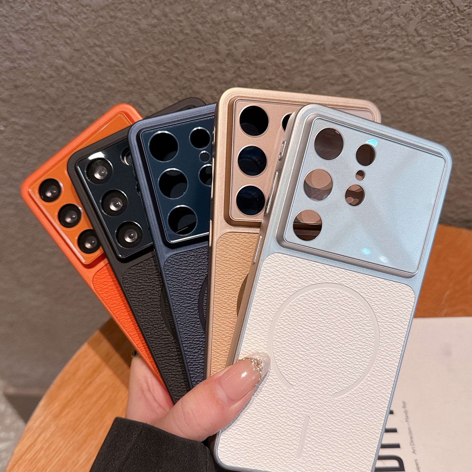 Magnetic Phone Case V-pattern Stylish Protective Cover For Galaxy_voghion.com