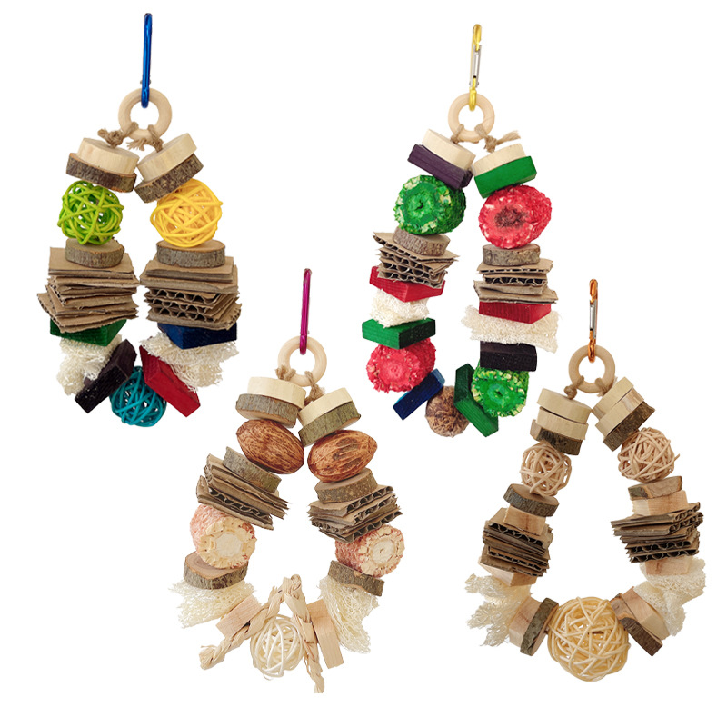 Juguete Masticable Cuerda para Mascotas de Madera y Ratán, Molar y Colgante, para Loros, Hámsteres y Conejos