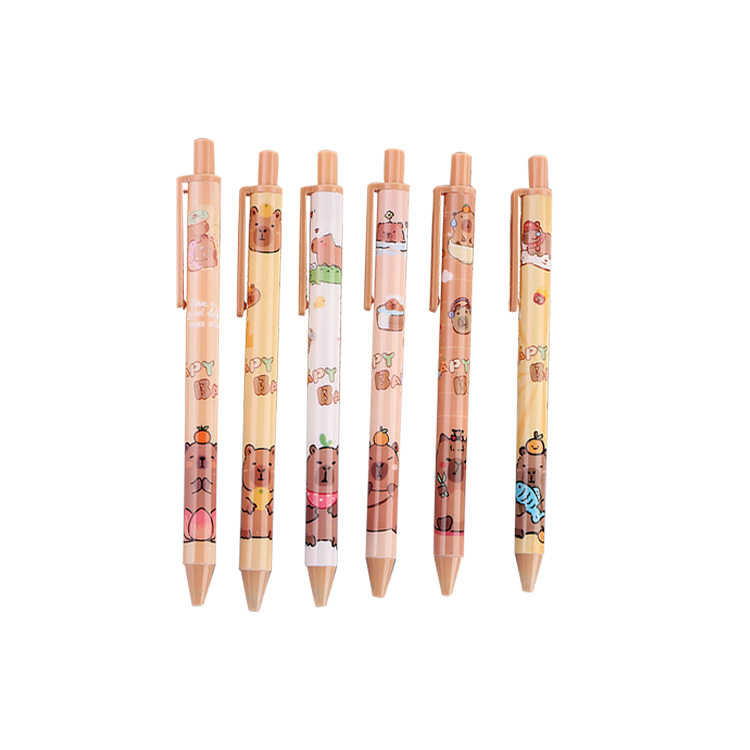 Bolígrafo de prensa de Kapibala Papelería de dibujos animados creativos Bolígrafo de gomas de escritura para estudiantes Bolígrafo de firma a base de agua para oficina