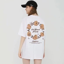 跨境新款卡通印花巴卡拉圆领女T恤宽松休闲显瘦纯棉大码女装ins潮