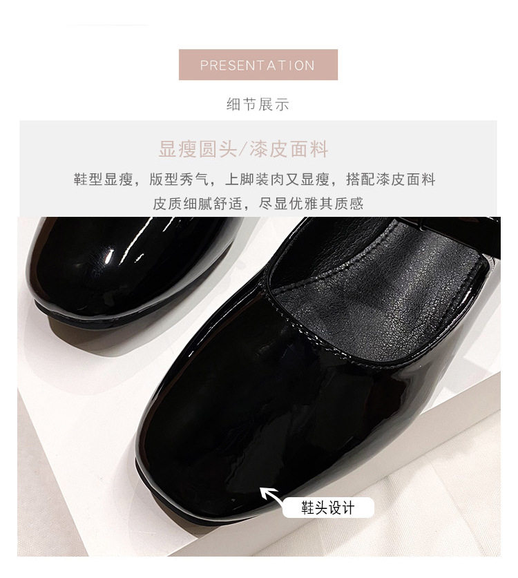 Giày búp bê nữ mũi vuông cổ thấp thắt nơ quai ngang, đế bằng gót thấp 1–3 cm — Màu hồng đen, Màu đen, Màu đỏ chi tiết 9