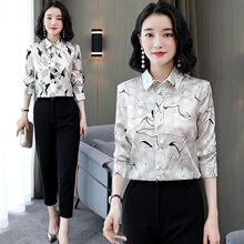 2025品牌真丝衬衫女设计感轻熟碎花新款港味垂感欧美风衬衣春