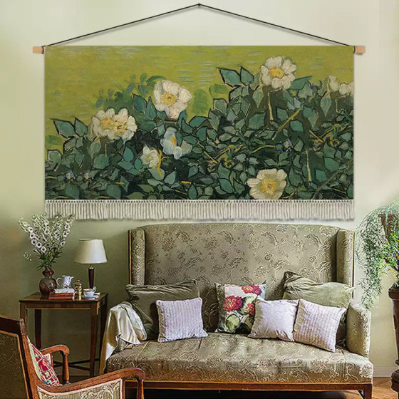 Van Gogh Landscape Oil Painting Tapestry Living Room Background Wall Hanging Cloth Bedroom Bedside Fabric Hanging Painting Advanced Wall Decoration