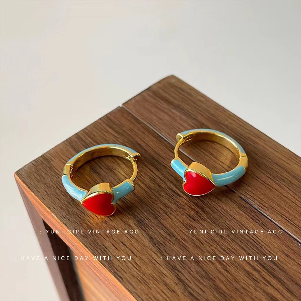 Sweet Heart Shape Copper Plating Earrings 1 Pair