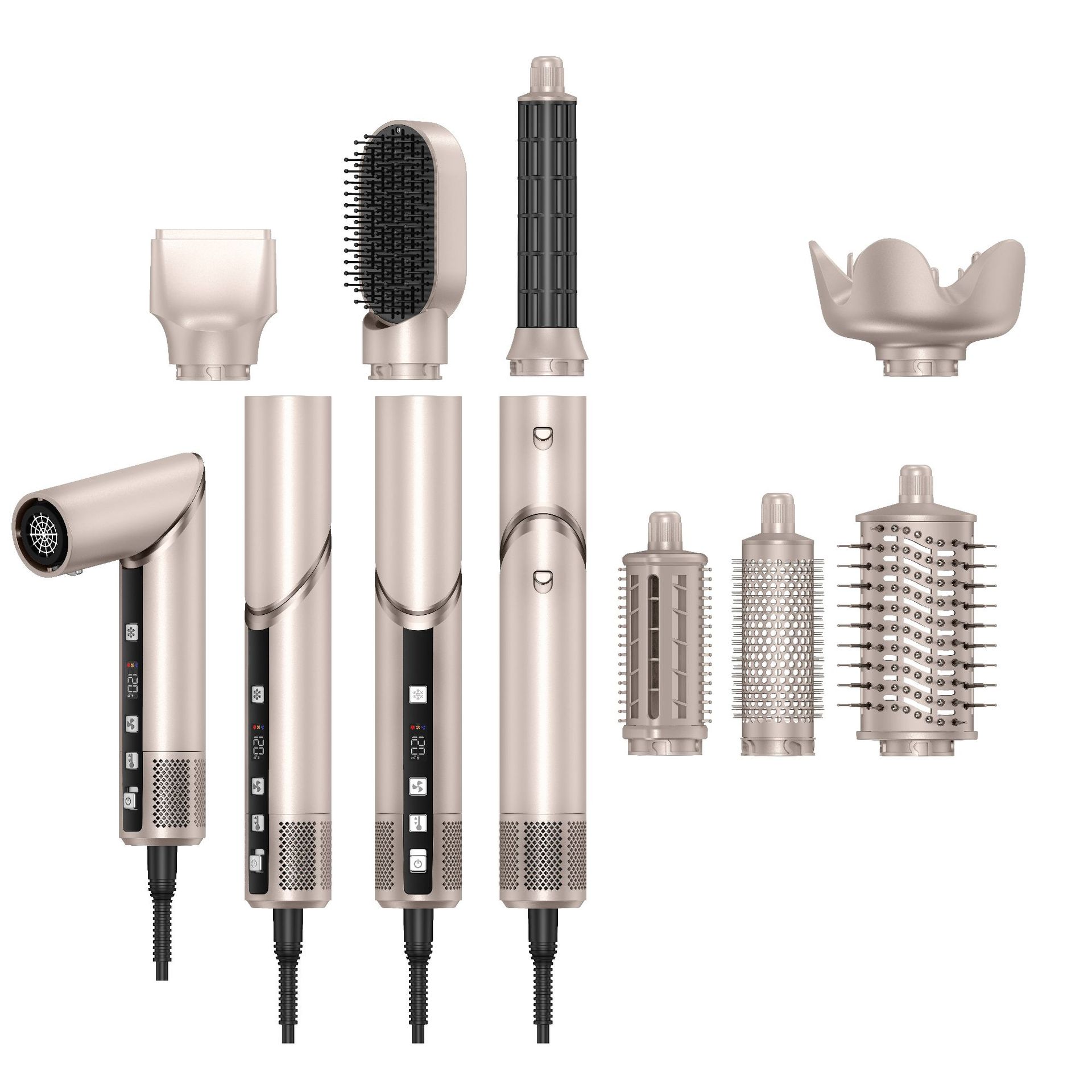 Cross-border foldable multifunctional high-speed brushless noise reduction styling straight hair curling iron all-in-one hot air comb hair dryer