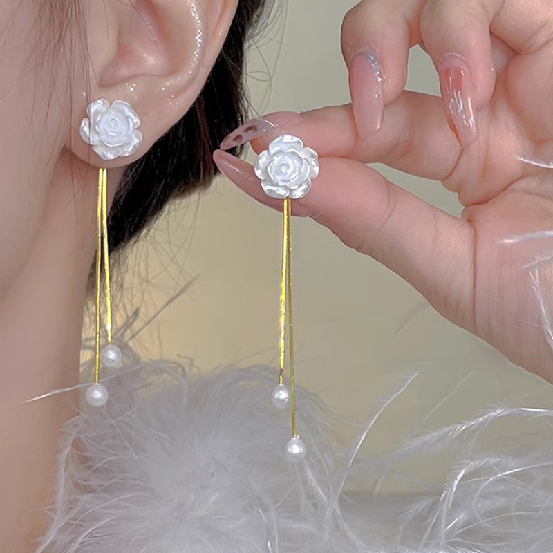 Diseño de nicho de alta gama borla larga sin orejas clip de oreja elegante estilo occidental de las mujeres cara-mirando pequeños nuevos pendientes de moda