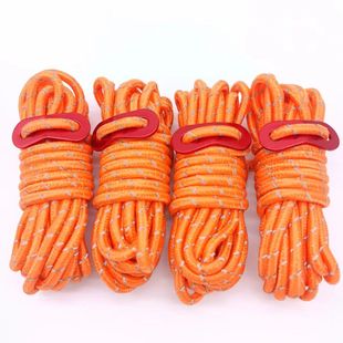 4m Long 4mm Outdoor Camping Tent Windproof Rope Canopy Ground Nail Fixed Pull Rope Luminous Rope with Aluminum Alloy Buckle