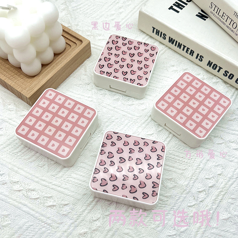 Love series ins contact lens companion box cartoon double contact lens box convenient portable contact lens box