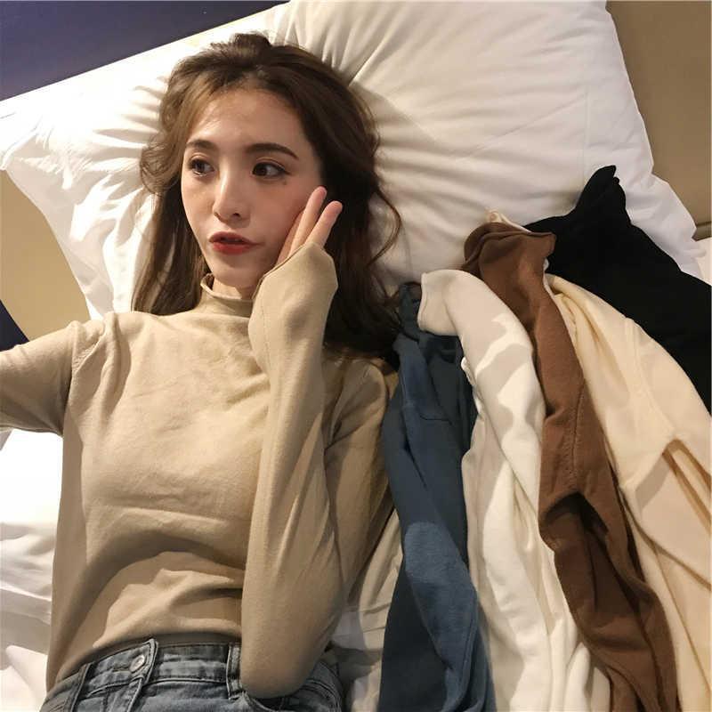 Cored yarn personalized curling collar sweater early Autumn 2023 new half turtleneck pullover bottoming shirt sweater women's fashion