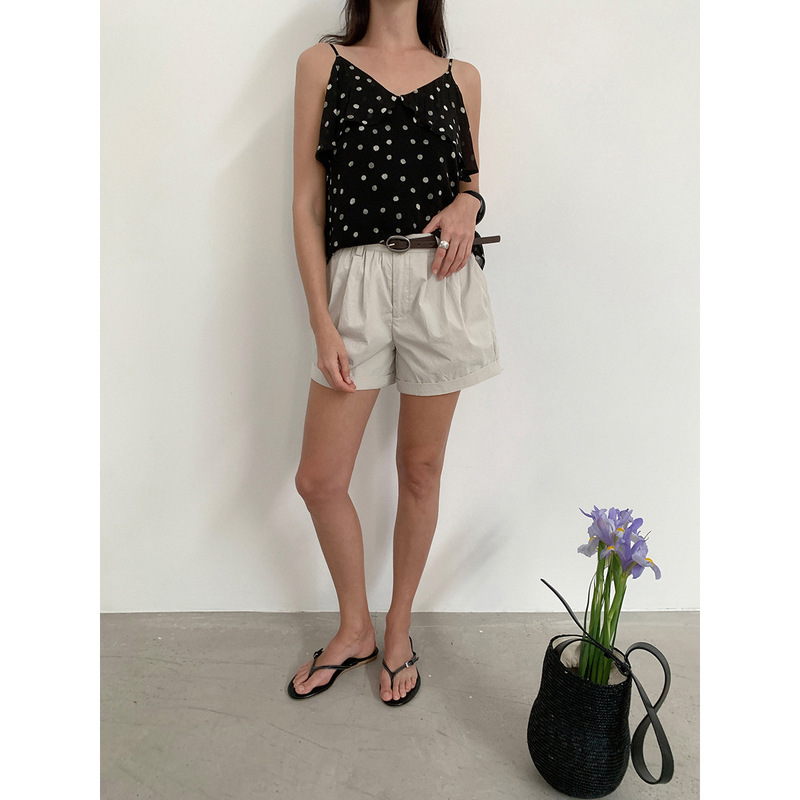 Trendy Dream Dt Etolie Korean-Style High-Waisted Pants Women's Summer New Versatile Straight-Leg Casual Shorts + Belt Trendy Dream Dt Etolie Korean-Style High-Waisted Pants Women's Summer New Versatile Straight-Leg Casual Shorts + Belt