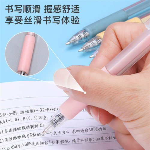 Morandi color gel pen transparent macaron press pen European and American simple ins writing black water signature pen