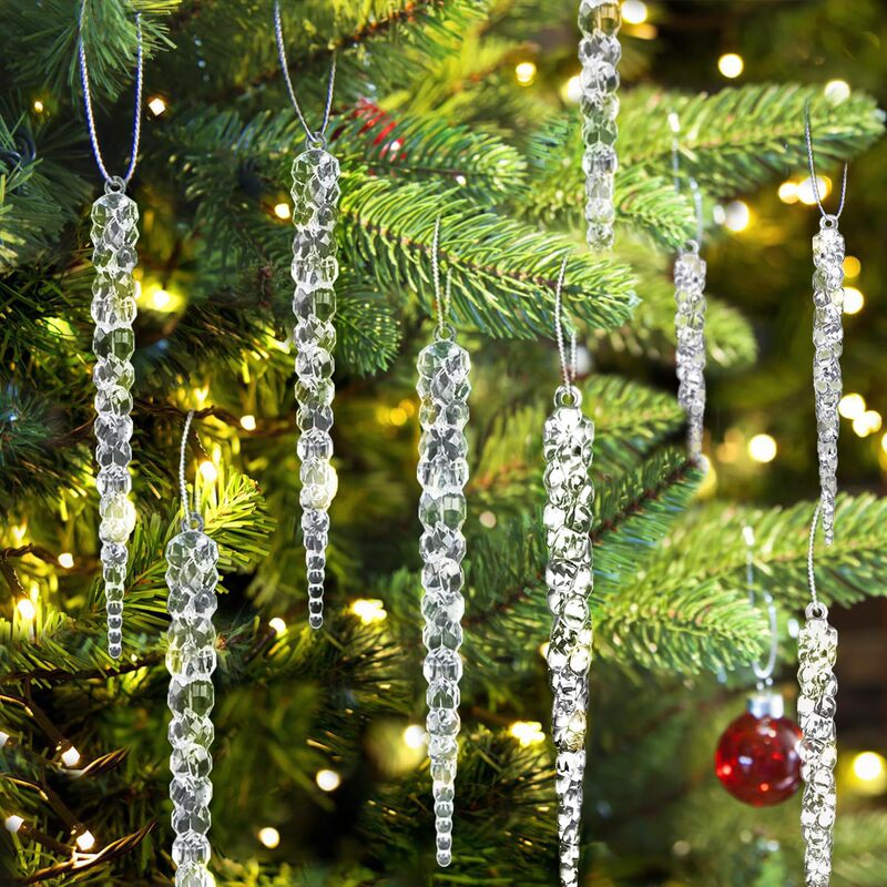 アイスストリップヘラジカクリスマスツリーウォータードロップアクリルアイスピックセットクリスマスツリーペンダント装飾品30個セット|undefined