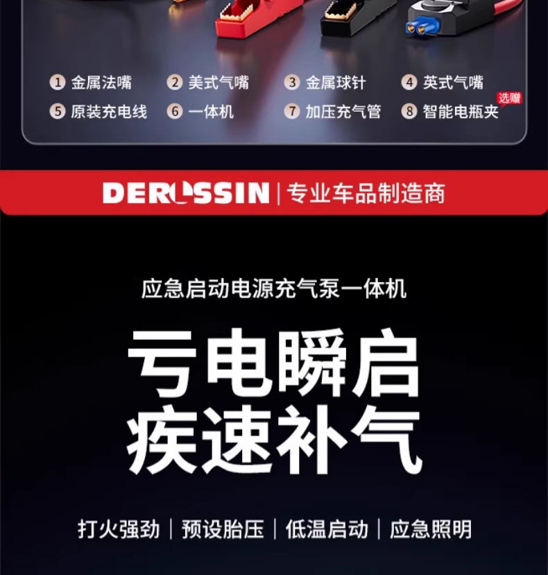 Car Emergency Starting Power Supply, Strong Start-Up, 12V24V High-Power, Zero-Power Instant Start, Power Bank, Car Air Pump