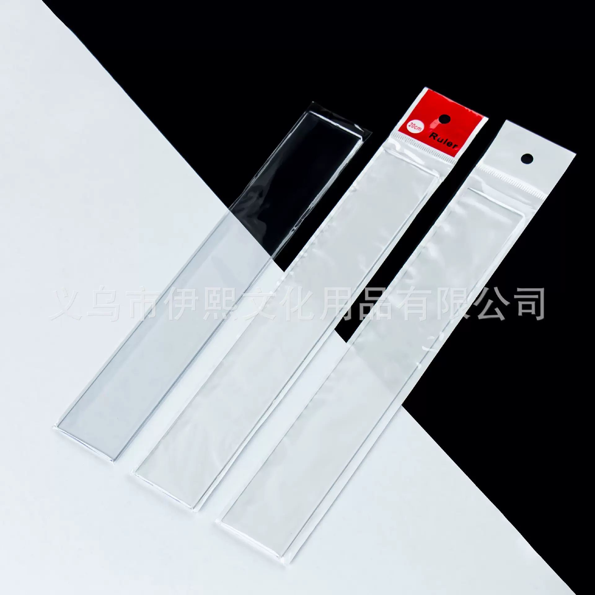 无刻度光板尺子15cm 20cm 30cm直尺波浪尺及套装 -塑料ps高透尺