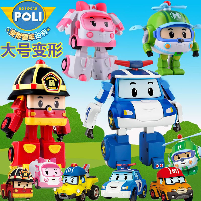 Transforming Police Car Poli Sheriff Toy Large Robot Amba Poli Rescue Team Poli Children's Car