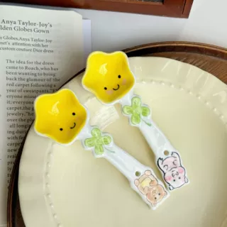 可爱少女心微笑陶瓷勺子创意甜品勺调羹汤饭勺家用粥勺学生餐具勺