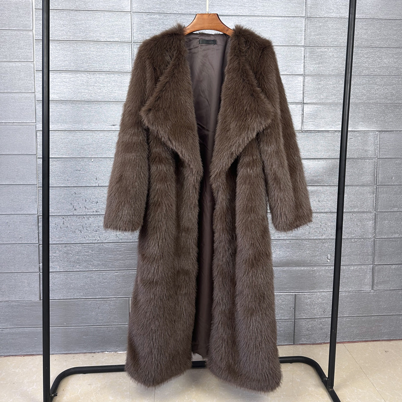 Women's Clothing Fur Toca Coat Korean Style Solid Color Women's Long Lapel Coat_voghion.com