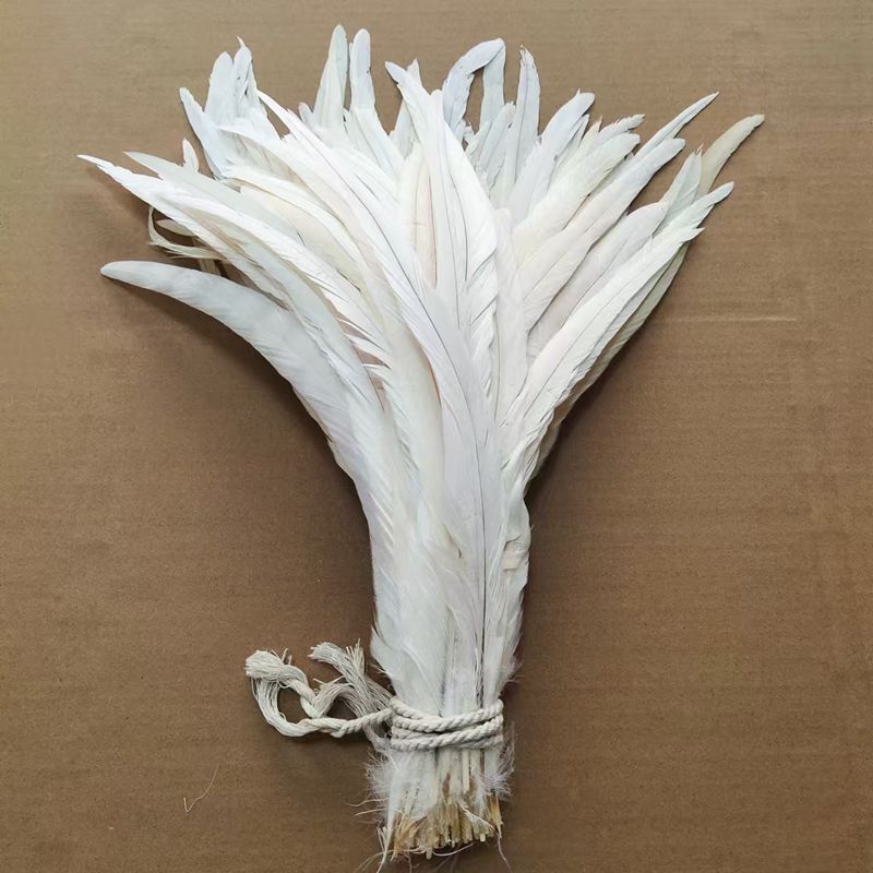 in stock sale decolorized white cock tail creamy-white chicken tail feather DIY handmade accessories stage performance accessories