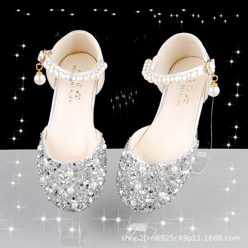 Girls' Sandals for Children Aged 5-8, Soft-Soled, Small High-Heeled Fairy-Style Princess Summer Shoes in Stock