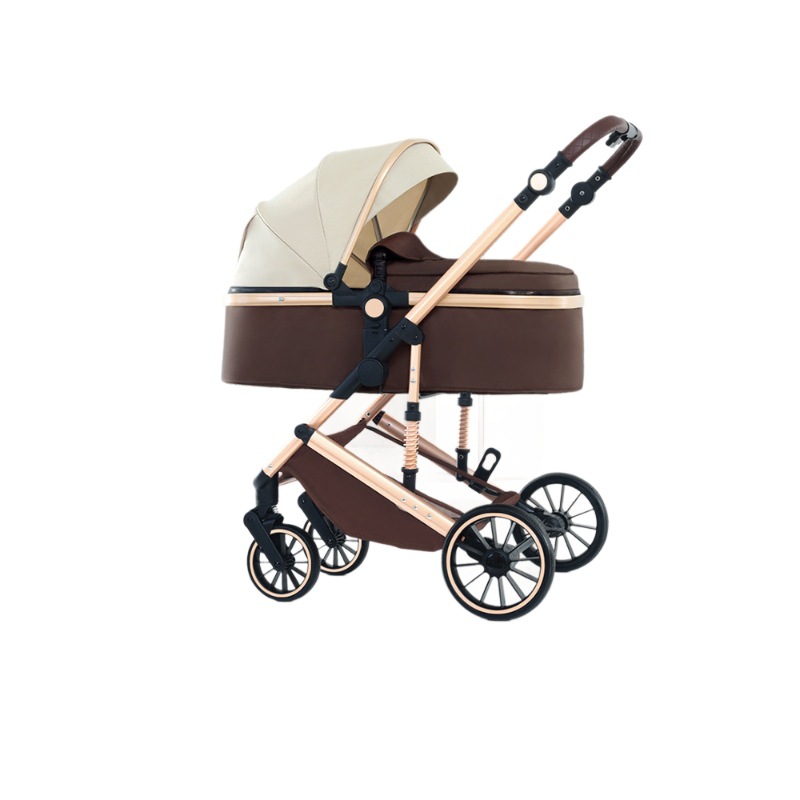 Personalizado alto paisaje cochecito de bebé se puede sentar y acostarse plegable cuatro estaciones cochecito de bebé universal cuatro ruedas antichoque coche bb