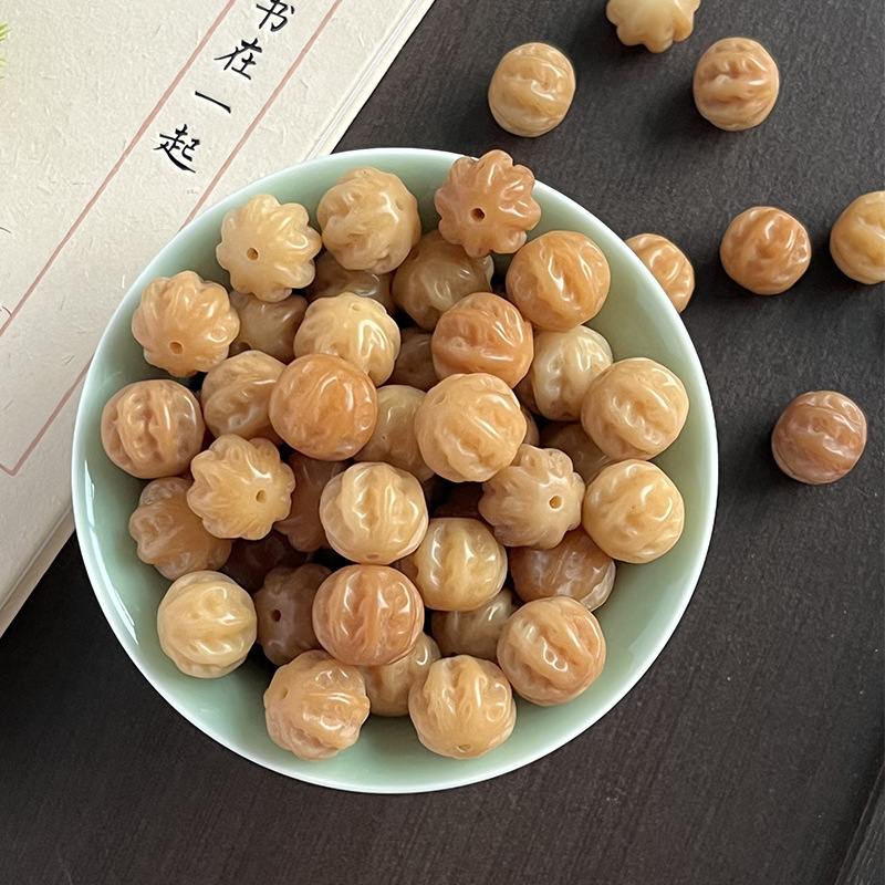 风化菩提根雕刻佛手DIY饰品配件国风文玩手串串珠手串散珠批发|undefined