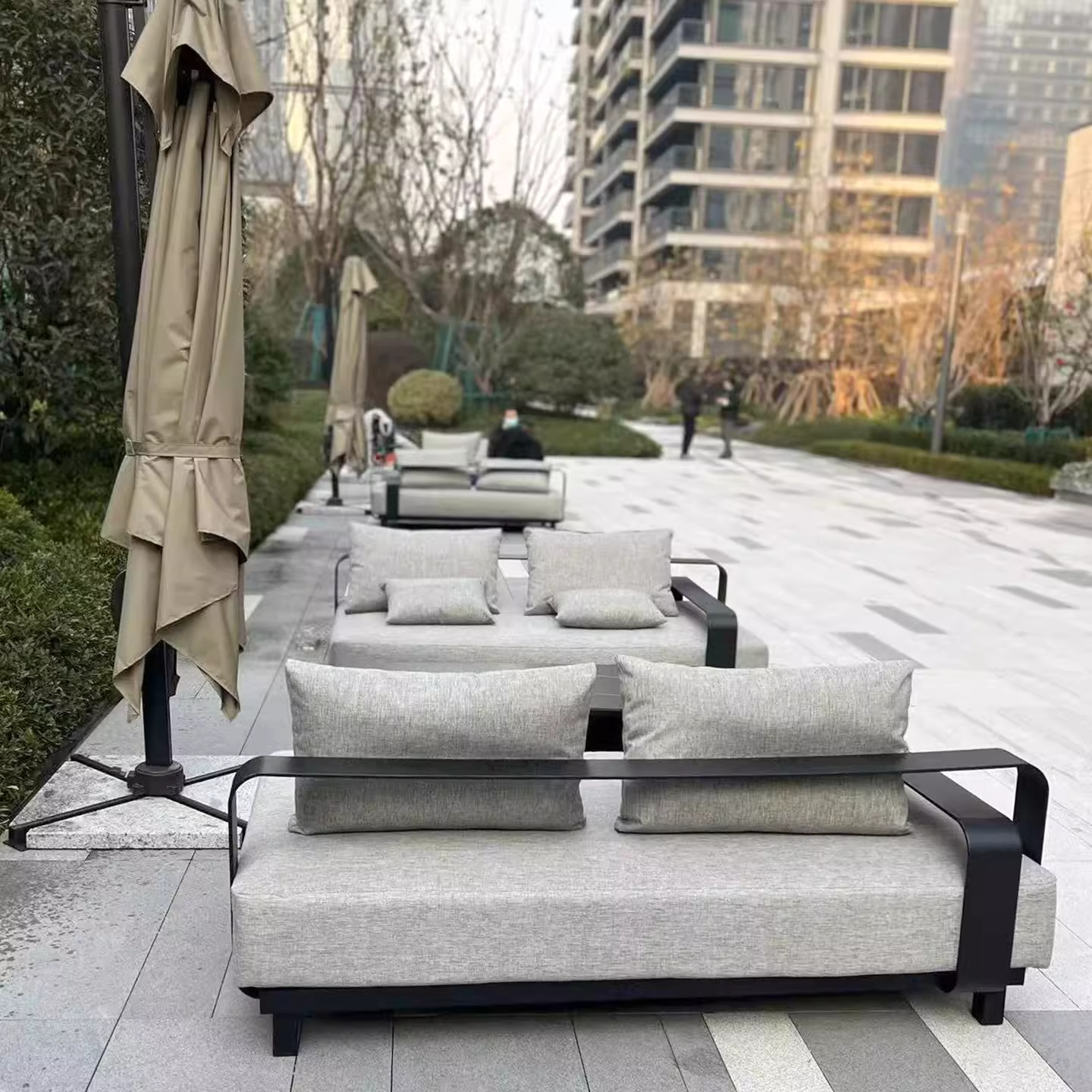 Al aire libre acero inoxidable ocio barco de cuero patio jardín balcón hotel villa al aire libre sofá a prueba de lluvia