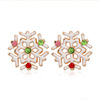 Christmas metal cartoon earrings with bow, European style, with snowflakes