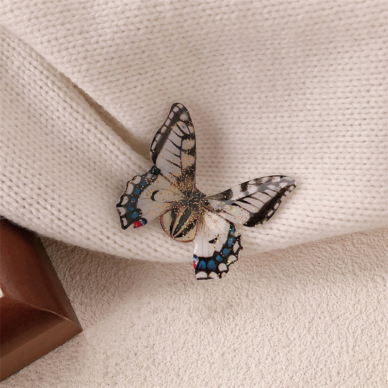 Super Fairy Retro Simulación Púrpura Azul Mariposa Clip Exquisito Flash Fino Clip de flequillo Horquilla Clip lateral Clip de pico de pato Accesorios para el cabello de todo fósforo