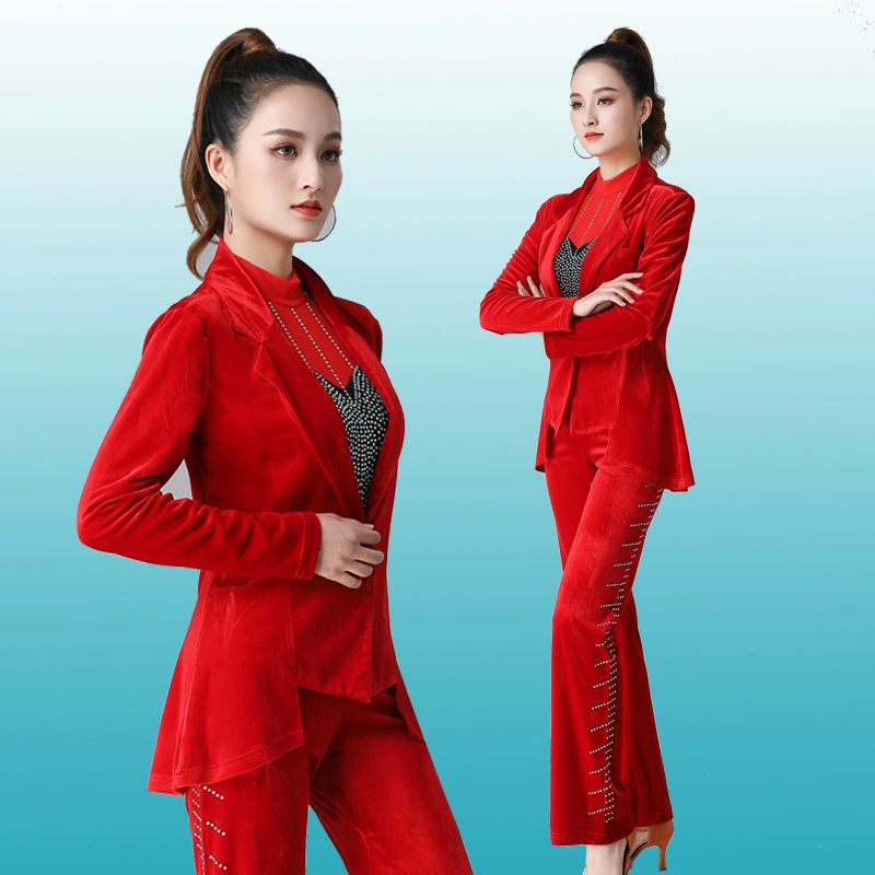 Бархатный пиджак из красного золота, Женский весенне-осенний костюм, Элегантный Модный бархатный костюм, высококачественный маленький костюм, Топ