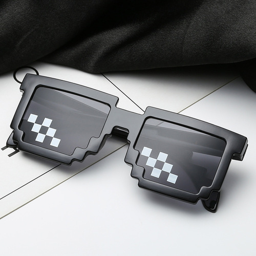 新款码赛克眼镜 二次元装逼神器墨镜 打码长方形像素个性太阳镜