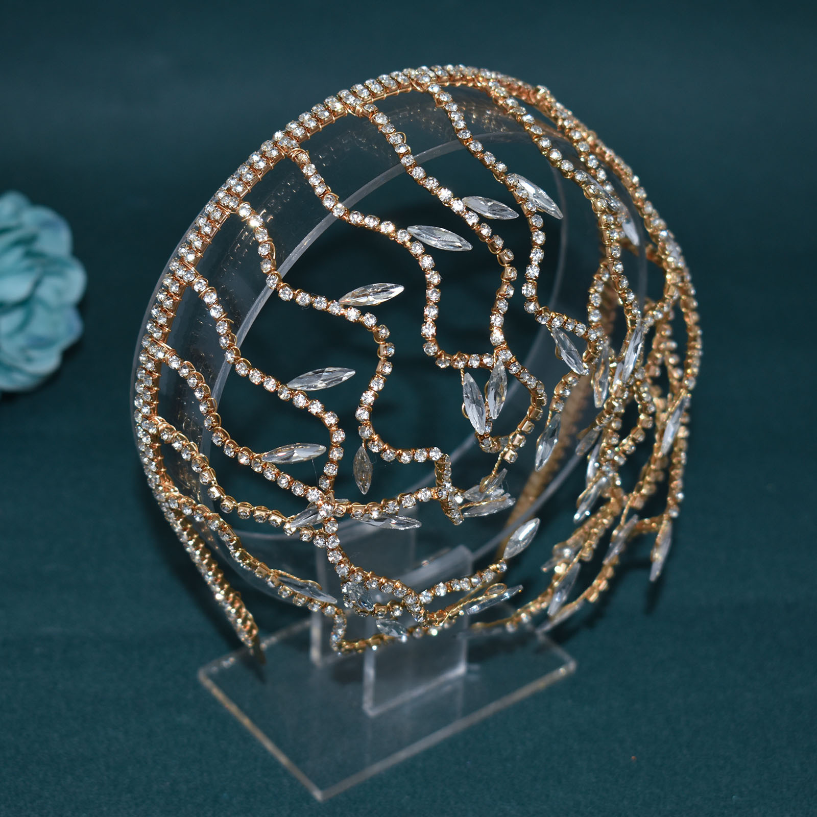 30g Weight Hair Band Hair Accessories Type Rhinestones Inlay Material 1 Piece Quantity Iron Material Leaf Pattern All Seasons Season Women's Gender Elegant, Glam, Bridal Style Elegant Glam Bridal Women's Leaf Rhinestone Crown Jewelry Headband 15