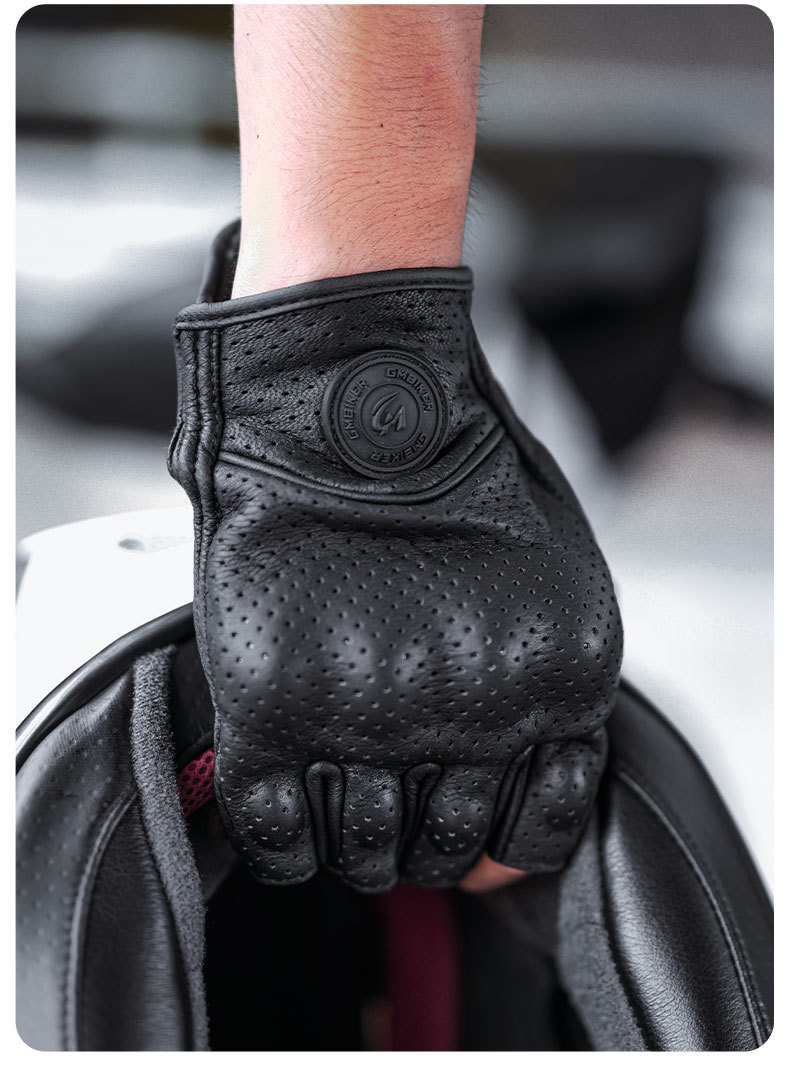 Motorcycle Sheepskin Gloves Retro Biker Riding Half Finger Four Seasons Summer Windproof Breathable Drop Protection