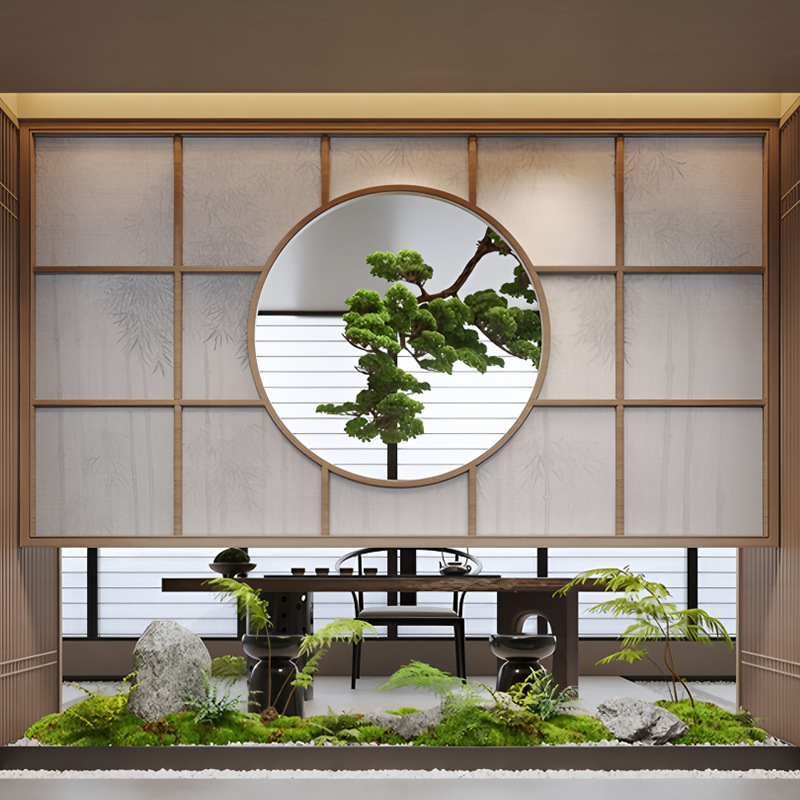 吊り下げシミュレーションウェルカムパインリアルグリーン植物新しい中国風逆さま風景植物茶室玄関窓偽木の装飾品|undefined