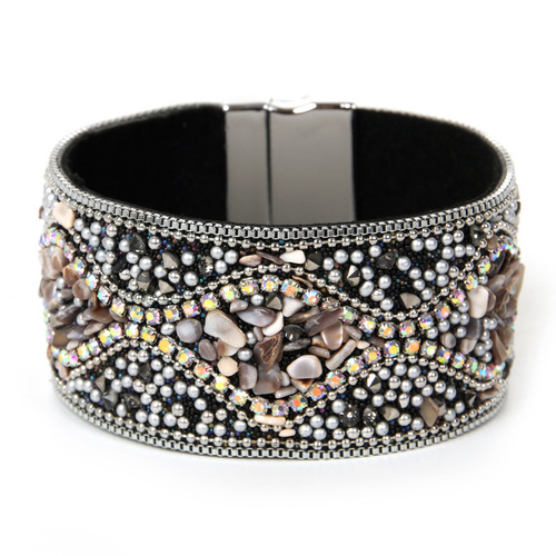 Cross-border supply Christmas jewelry gifts Bohemian handmade gravel rice beads ethnic style magnetic buckle bracelet wholesale