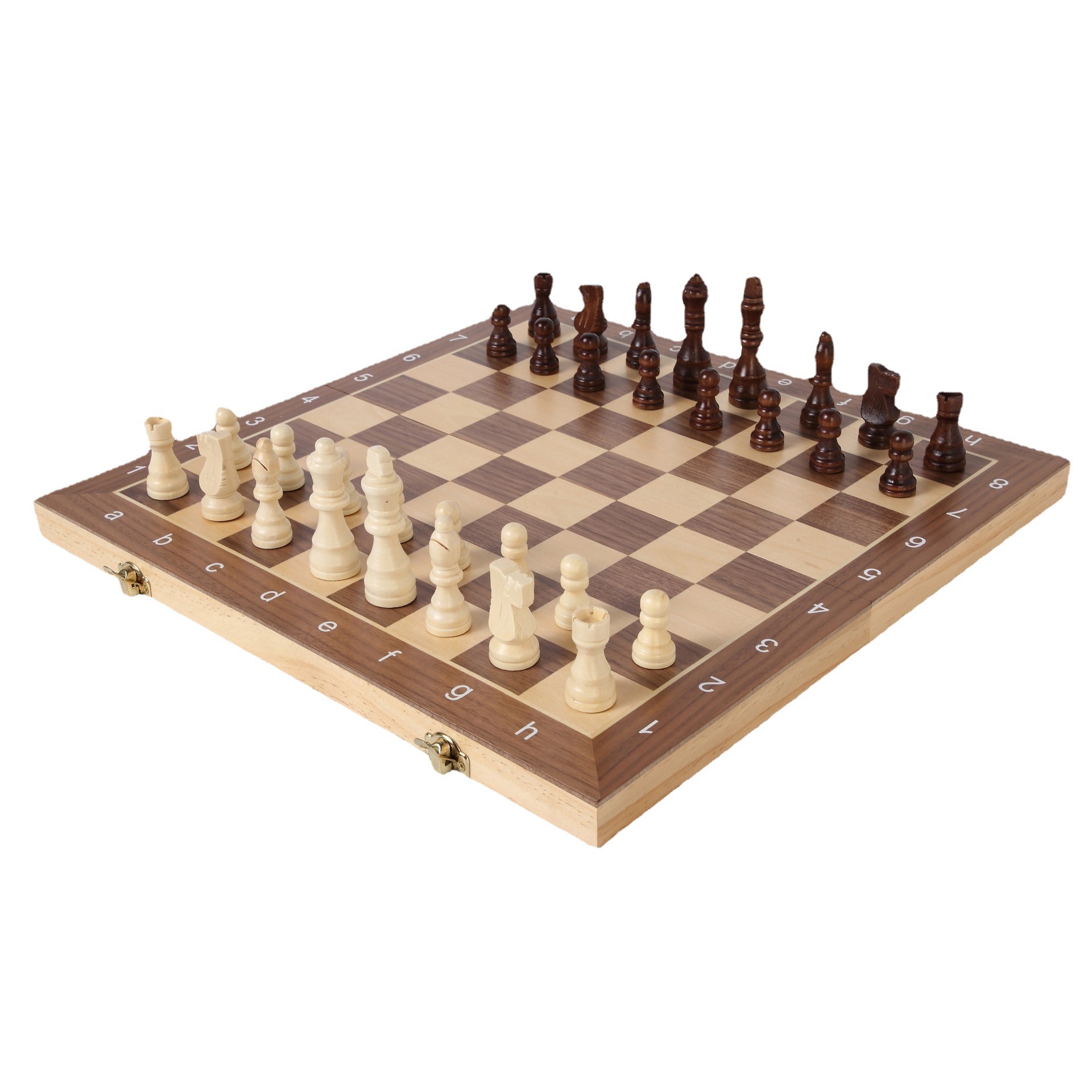 Cruz-Frontera de madera maciza ajedrez magnético de alta gama de madera portátil plegable damas occidentales backgammon juego de mesa