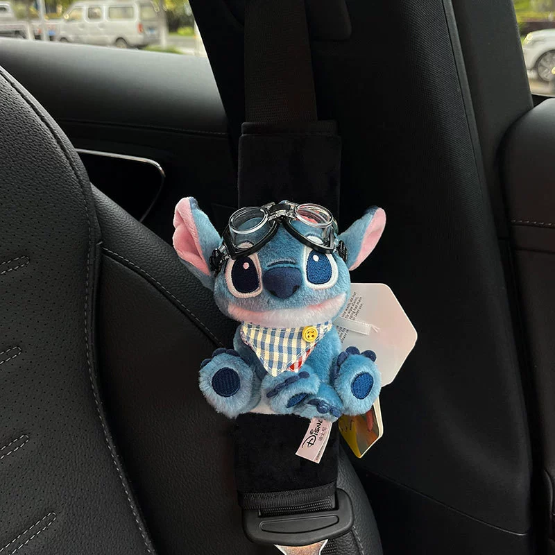 Оригинальный подарочный набор Stich Sweetheart Stich для украшения салона автомобиля, милой куклы, наплечного ремня безопасности