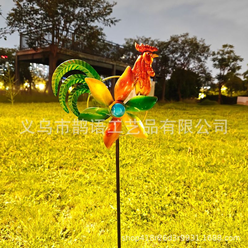 北欧鉄鶏風車装飾品庭回転風車装飾屋外中庭鉄アート地面装飾品|undefined