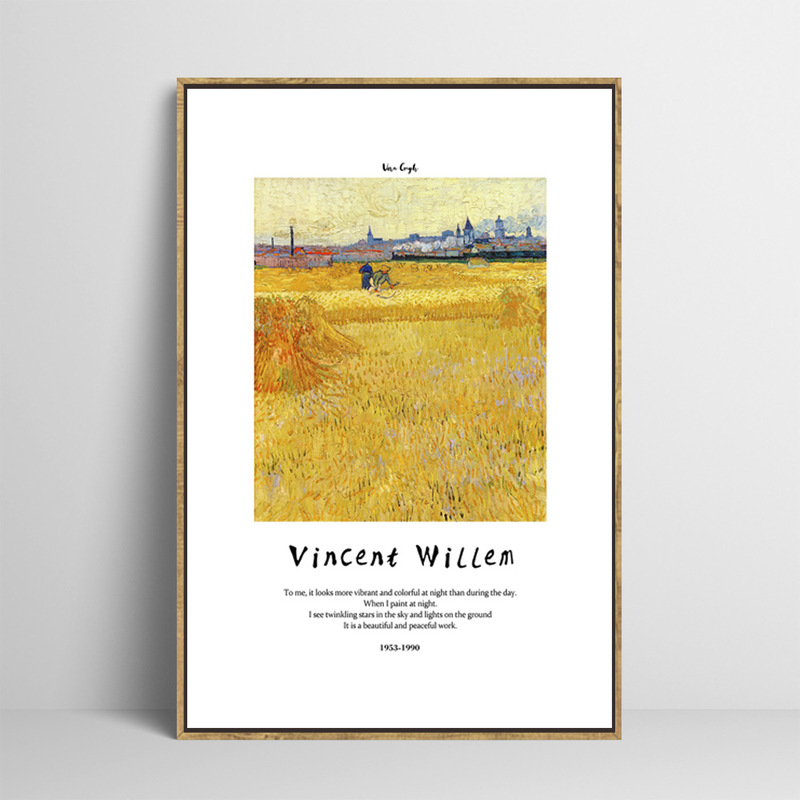 Van Gogh's Wheat Field Painting, Modern Decorative Painting for Model Rooms, Natural Wood Color, for Entryway, Living Room, Dining Room, Bedroom Van Gogh's Wheat Field Painting, Modern Decorative Painting for Model Rooms, Natural Wood Color, for Entryway, Living Room, Dining Room, Bedroom