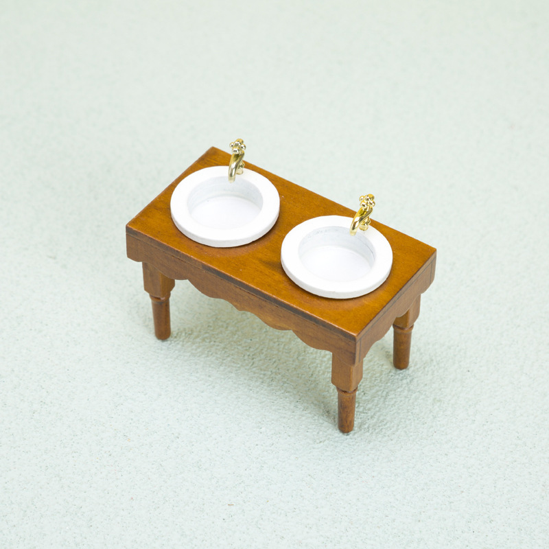 1:12 Dollhouse Dollhouse Miniature Furniture Bathroom Scene Mini Furniture Double Basin Wash Basin Sink
