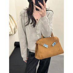法式温柔风蕾丝拼接毛衣开衫女春秋高级感气质针织衫外套减龄上衣