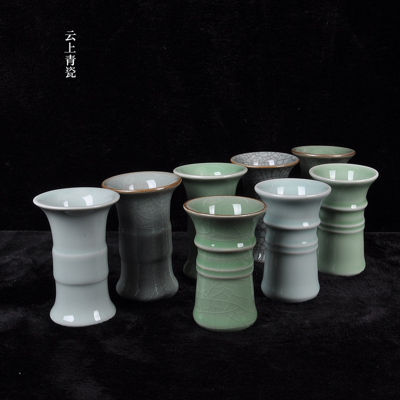 Cloud celadon manufacturers direct batch flower insert ornaments incense way tool bottle ceramic six gentlemen tea barrel flower goblet a generation