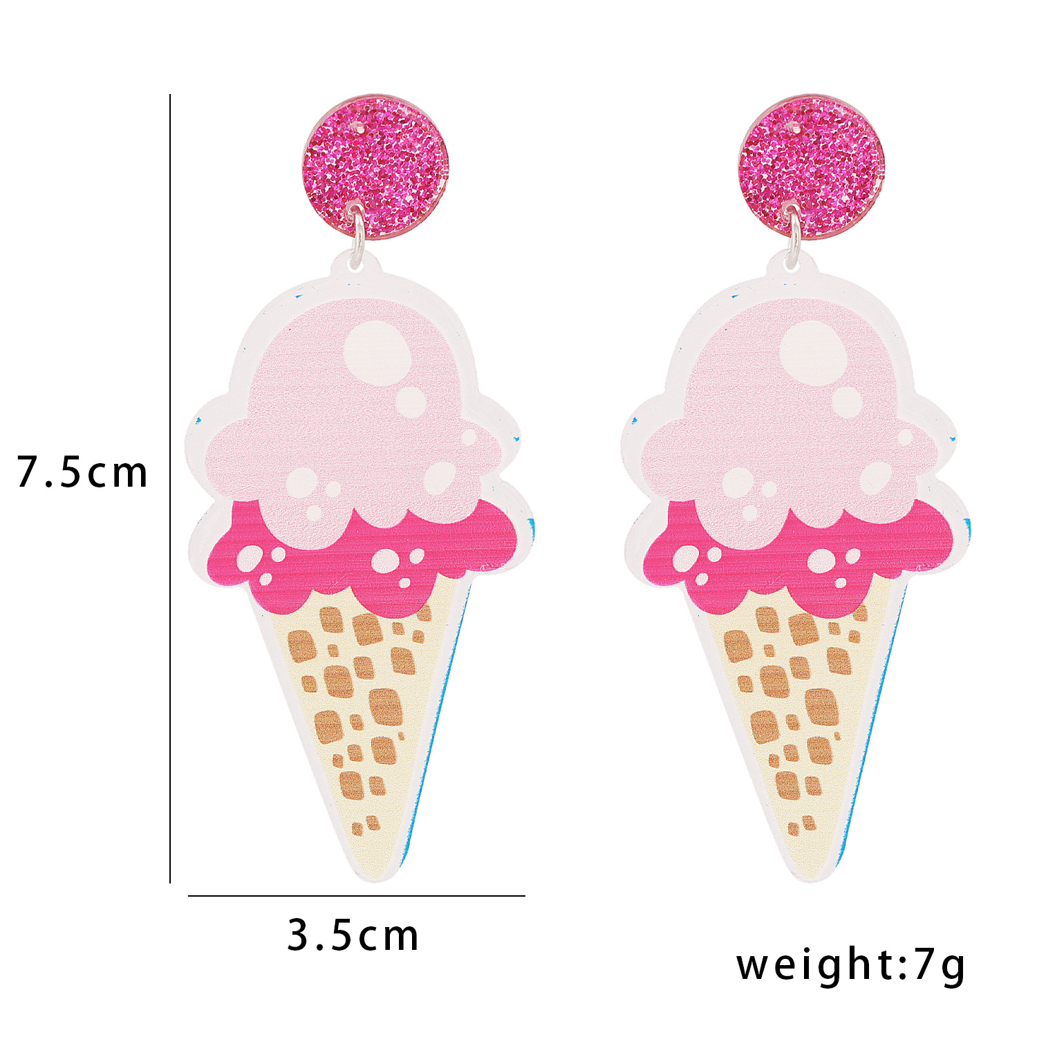 Pendientes De Acrílico Con Colgante De Helado Rosa display picture 1